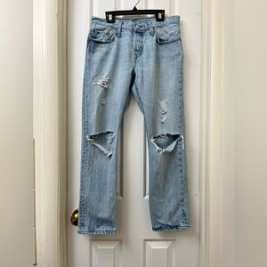 Levis 501 CT Jeans Womens Light (W26x32 Long) Button Fly Customized Tapered
